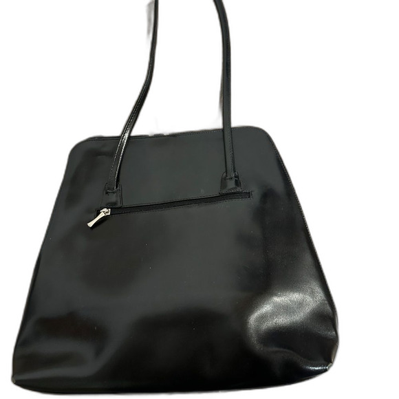 Solano Paris Black Leather Shoulder Bag with silver metal accents. - Picture 6 of 9